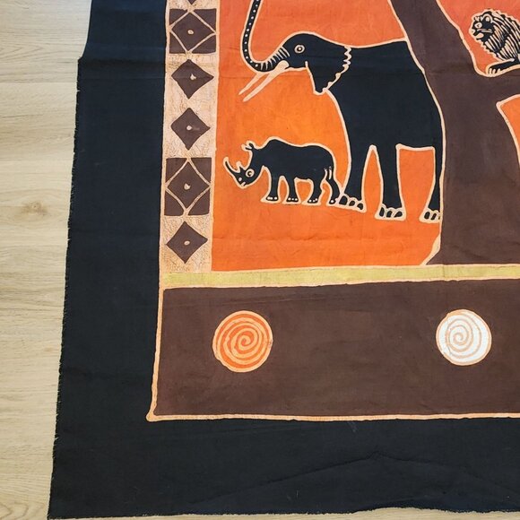 Batik Cotton Fabric Panel African Animal Tree of Life Safari Themed 80"x74" - Picture 2 of 10